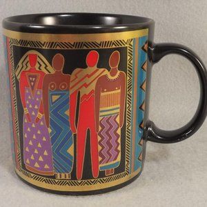 Laurel Burch Tribal Spirit Mug for Coffee or Tea Black with Bright Colors Gold